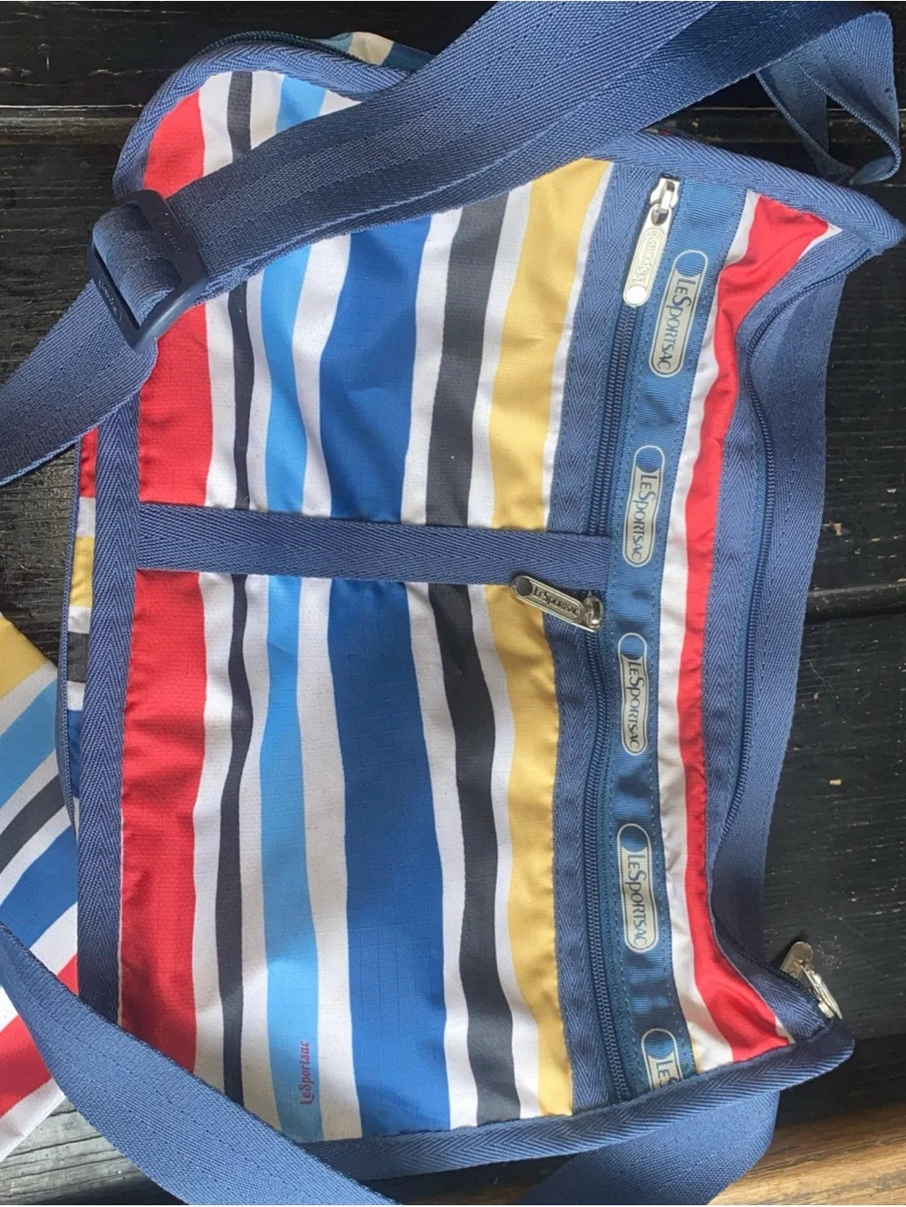 LeSportsac Striped Hobo in Blue, Red & Yellow